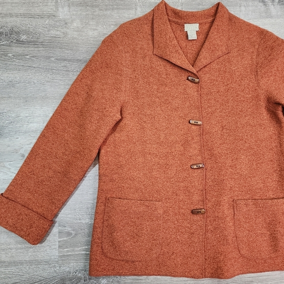 Sigrid Olsen Jackets & Blazers - SIGRID OLSEN SPORT Lambs Wool Orange Button Up Coat Jacket Size Petite Small